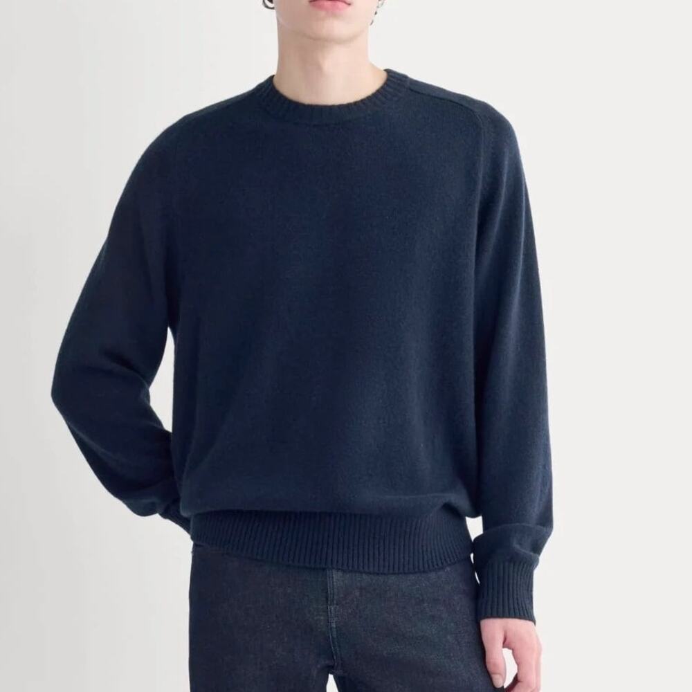 Everlane Midweight Cashmere Crew Sweater Navy Blue Size Large NWT